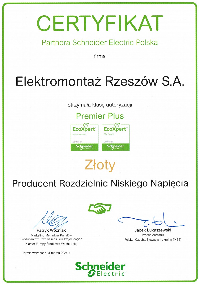 Certyfikat Partnera Schneider Electric Polska 2023.jpg